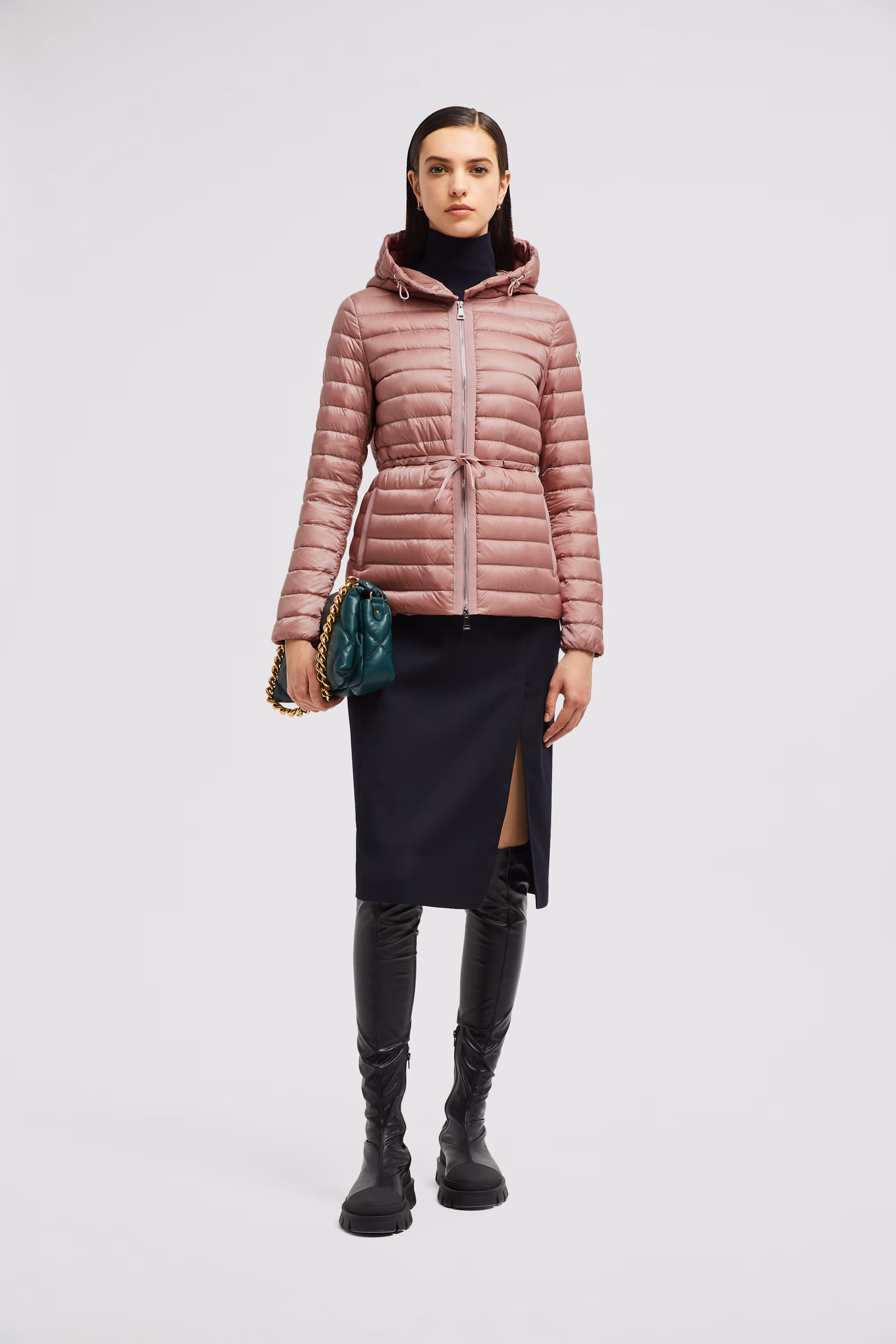 Raie Packable Hooded Short Down Jacket Women Light Pink Moncler 0